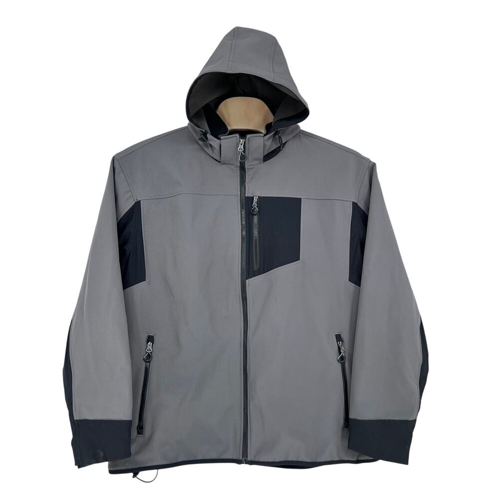 Duluth Trading Jacket Men 3XL Tall Grey Hills Windfront Hooded Fleece Lined Gorp